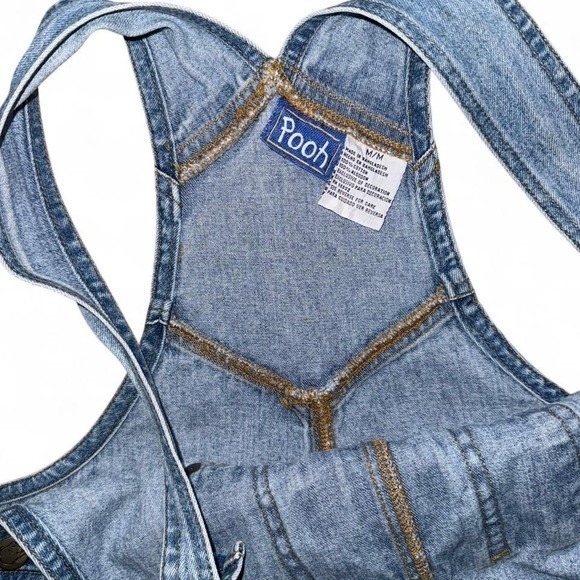 VTG 90s Winnie The Pooh Adult Women Size Med "Hunny Pluribus Unum" Baggy Overall - Picture 5 of 6